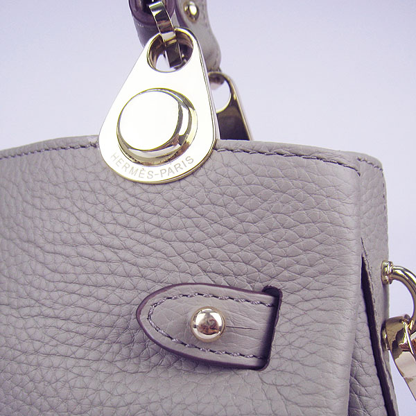 Best Hermes New Arrival Double-duty leather handbag Grey 60668 - Click Image to Close